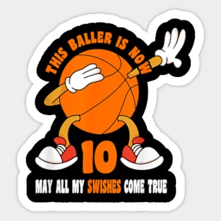 10 Year Old Happy 10th Birthday Basketball 10th Birthday Sticker